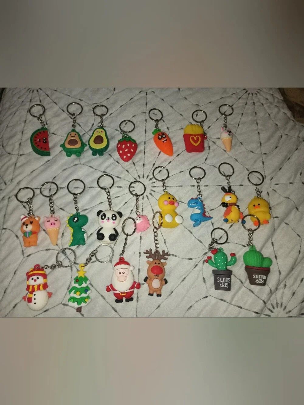 Keychains Kawaii Style 3D Foodie Holiday Christmas Animals Fruit